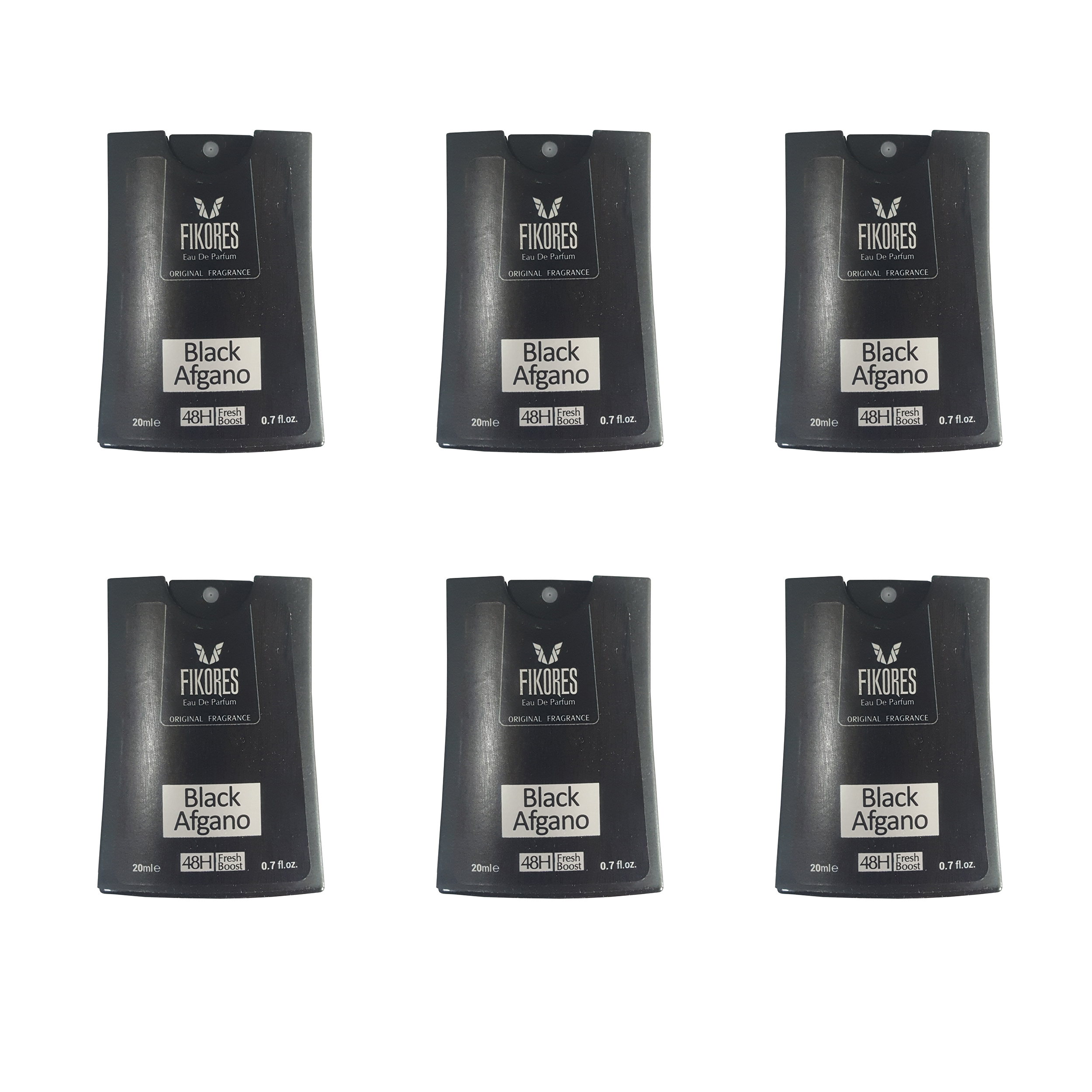 عطر جیبی مردانه فیکورس مدل black afgano  حجم 20 میلی لیتر مجموعه 6 عددی 