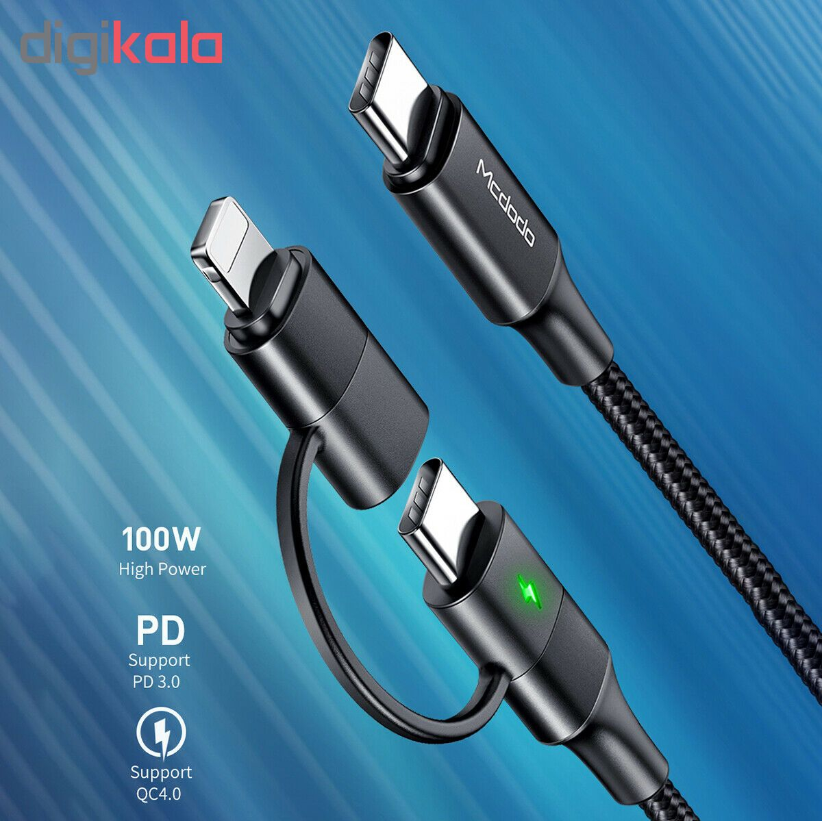 کابل تبدیل USB-C به لایتنینگ/USB-C مک دودو مدل CA-7120 طول 1.2 متر