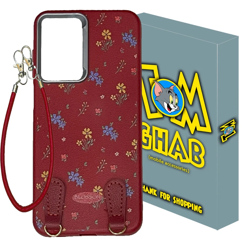 کاور تام قاب مدل گلدار مناسب برای گوشی موبایل سامسونگ Galaxy A55 به همراه بند