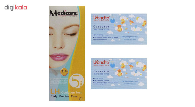 تست تخمک گذاری مدیکور مدل LH بسته 5 عددی به همراه بی بی چک وندفو مدل SEGAL مجموعه 2 عددی
