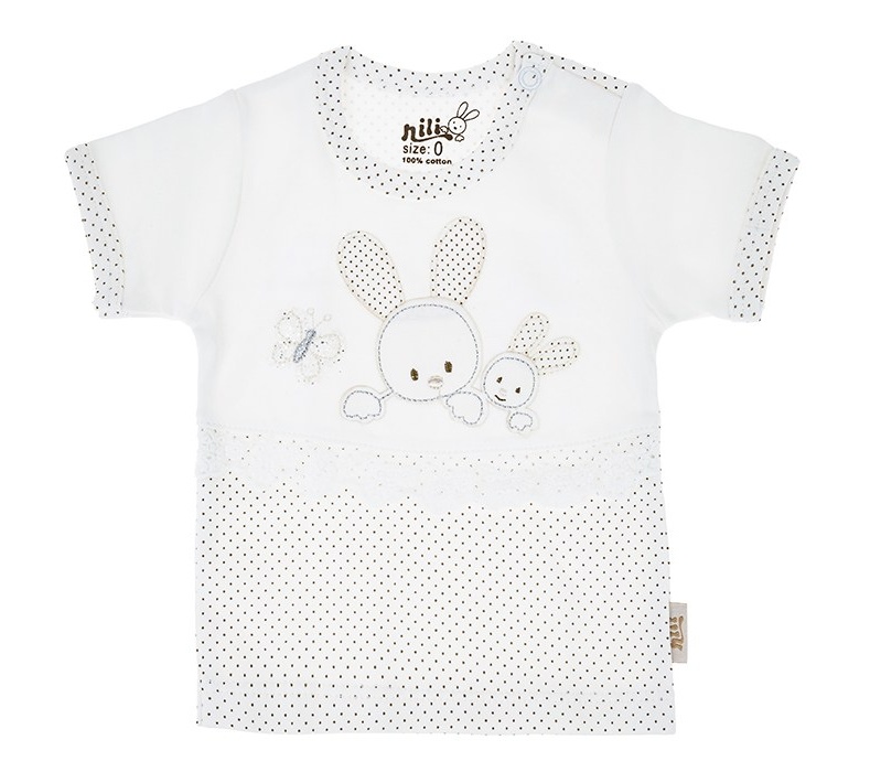 تی شرت آستین کوتاه نوزادی نیلی مدل Rabbit