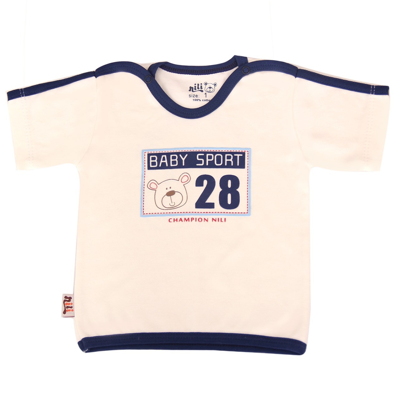 تی شرت آستین کوتاه نوزادی نیلی مدل Sports