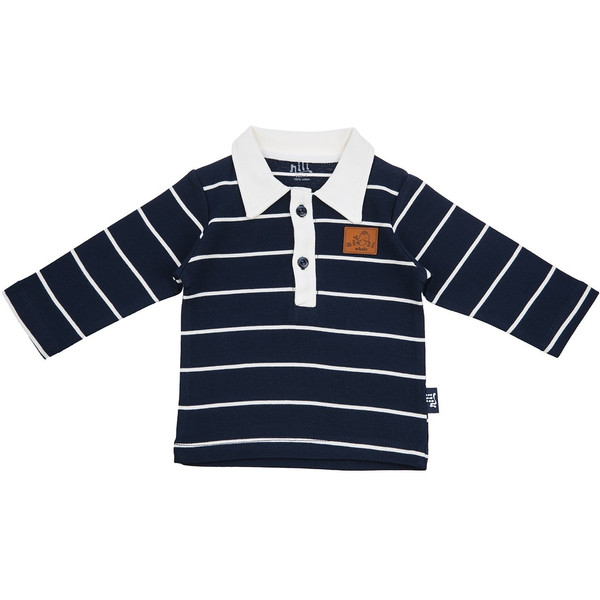 تی شرت آستین بلند نوزادی نیلی مدل Navy Blue Stripes