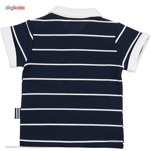 تی شرت آستین کوتاه نوزادی نیلی مدل Navy Blue Stripes -  - 4