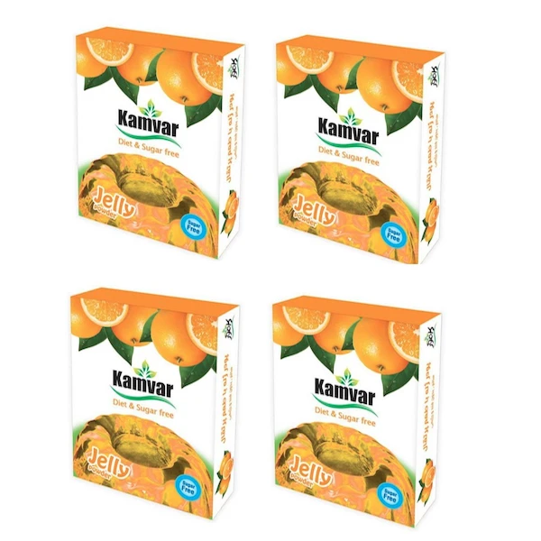 پودر ژله بدون قند با طعم پرتقال کامور مجموعه ۴ عددی