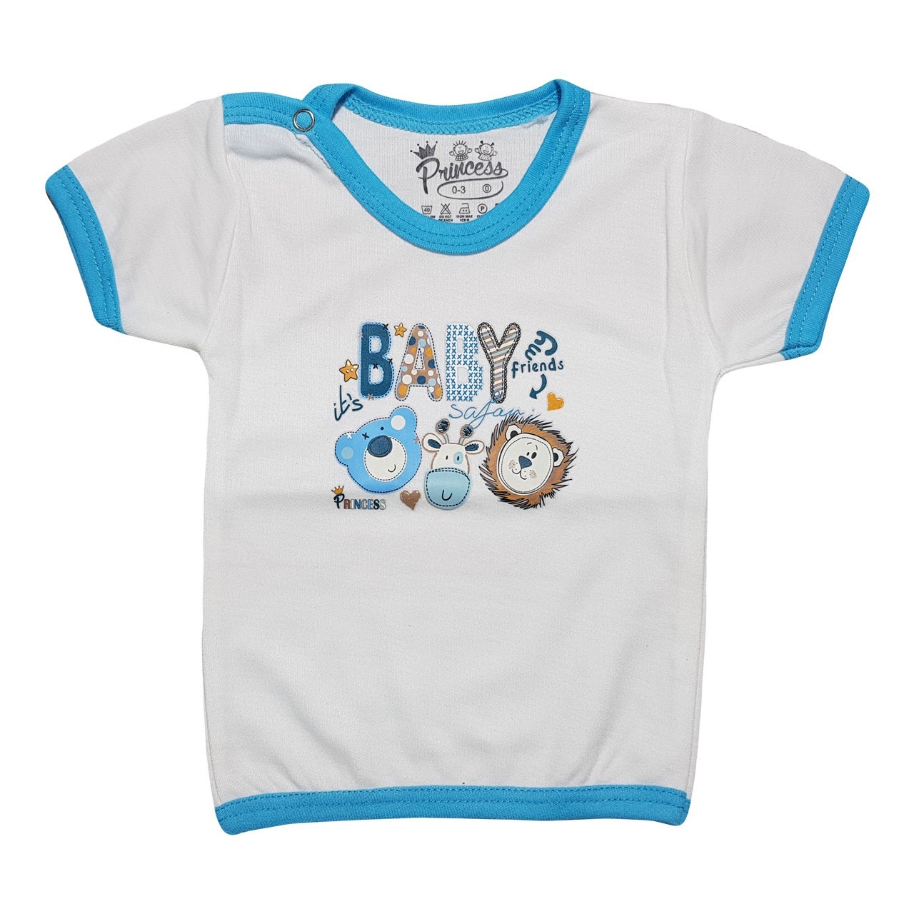 تی شرت آستین کوتاه نوزادی برند پرنسس مدل BLUE-02