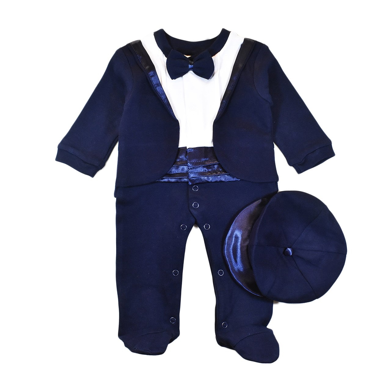 ست سرهمی نوزادی نیلی مدل ClassicNavy