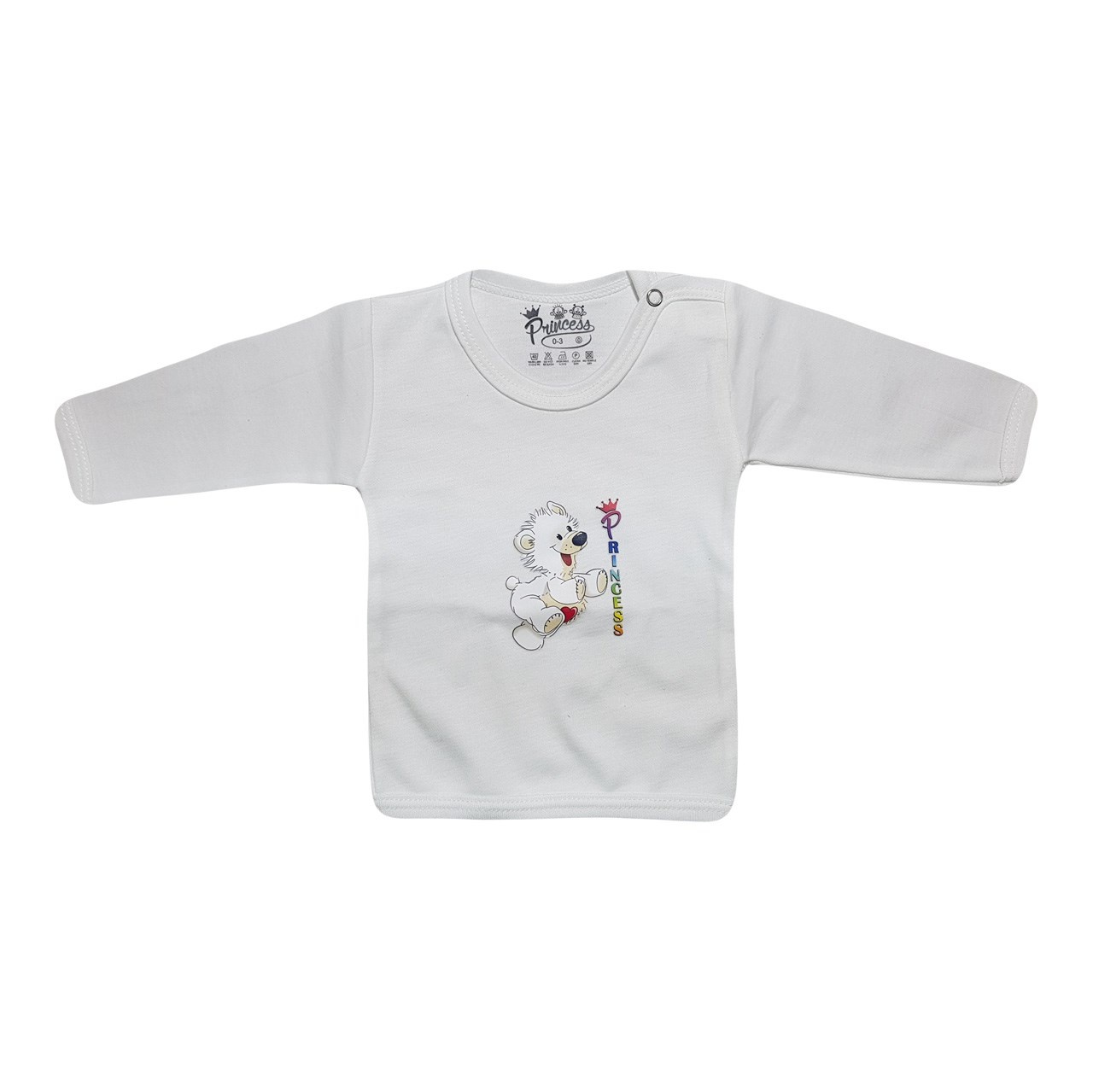 تی شرت آستین بلند برند نوزادی پرنسس WHITE-01
