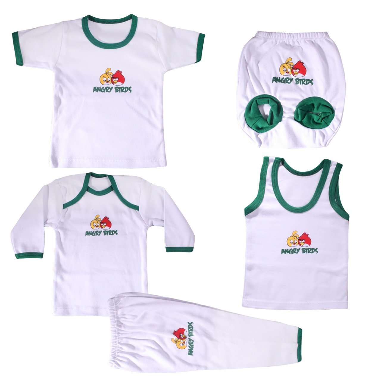 ست نوزادی 5 تکه وچیون طرح Angry Birds کد green200