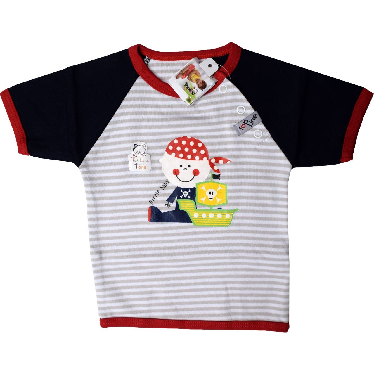 تی شرت آستین کوتاه نوزادی تاپ لاین طرح دزد دریایی -  - 1