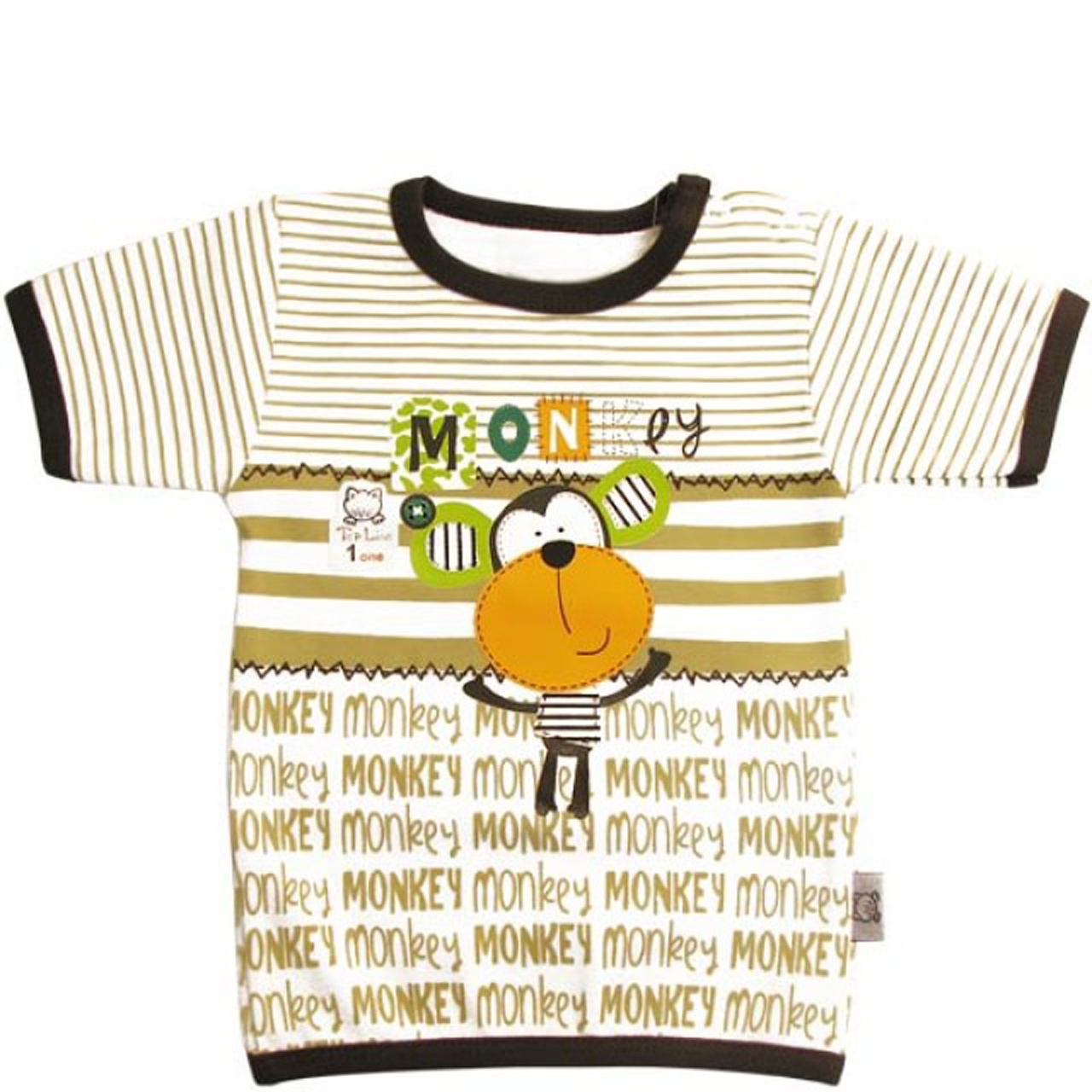 تی شرت آستین کوتاه نوزادی تاپ لاین طرح میمون