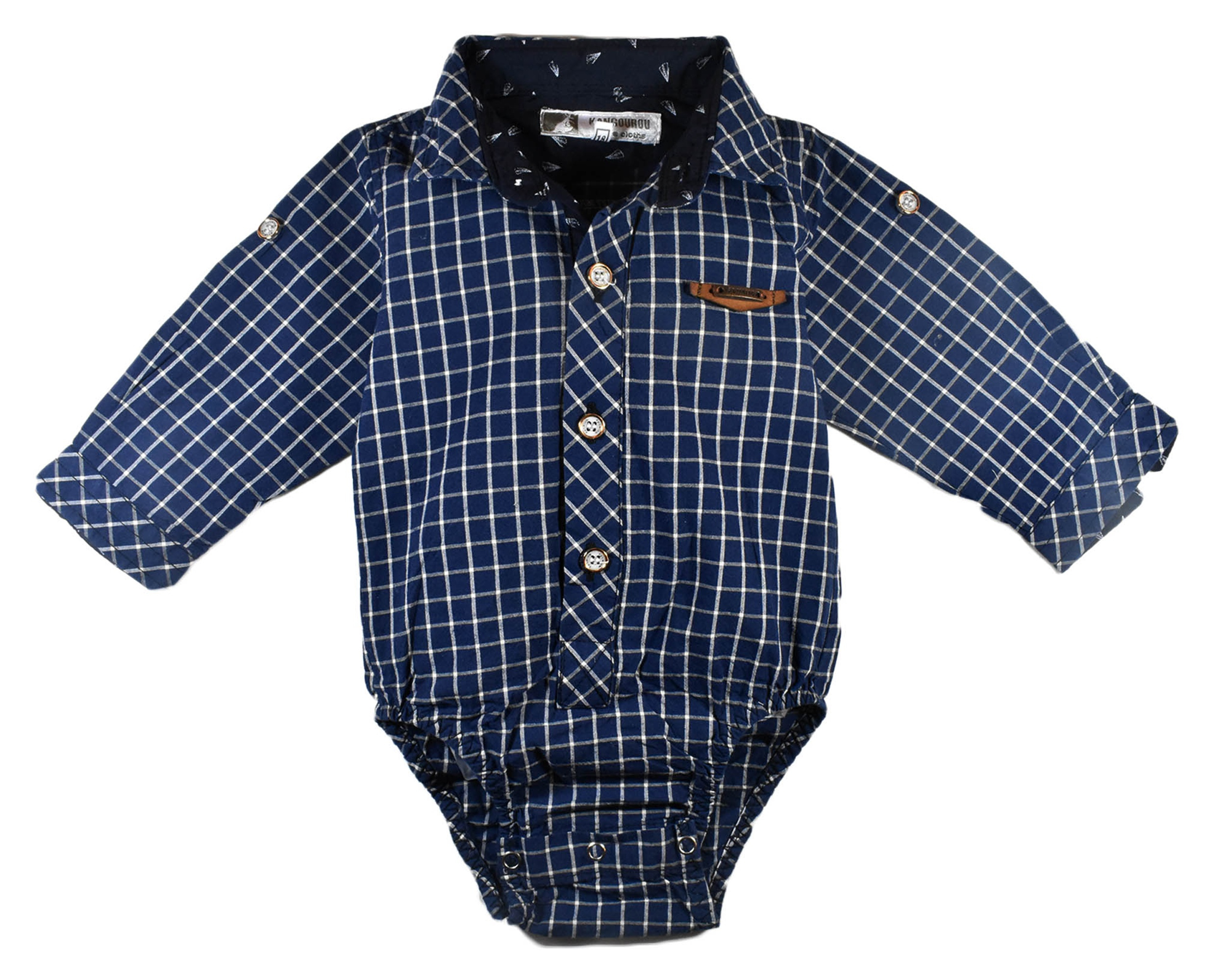 زیر دکمه دار آستین بلند کانگورو مدل Navy checked کد 004