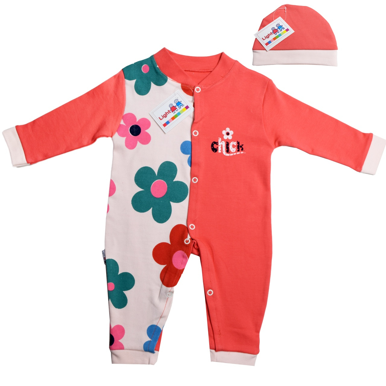 ست 2 تکه لباس نوزادی لایت طرح گل chick