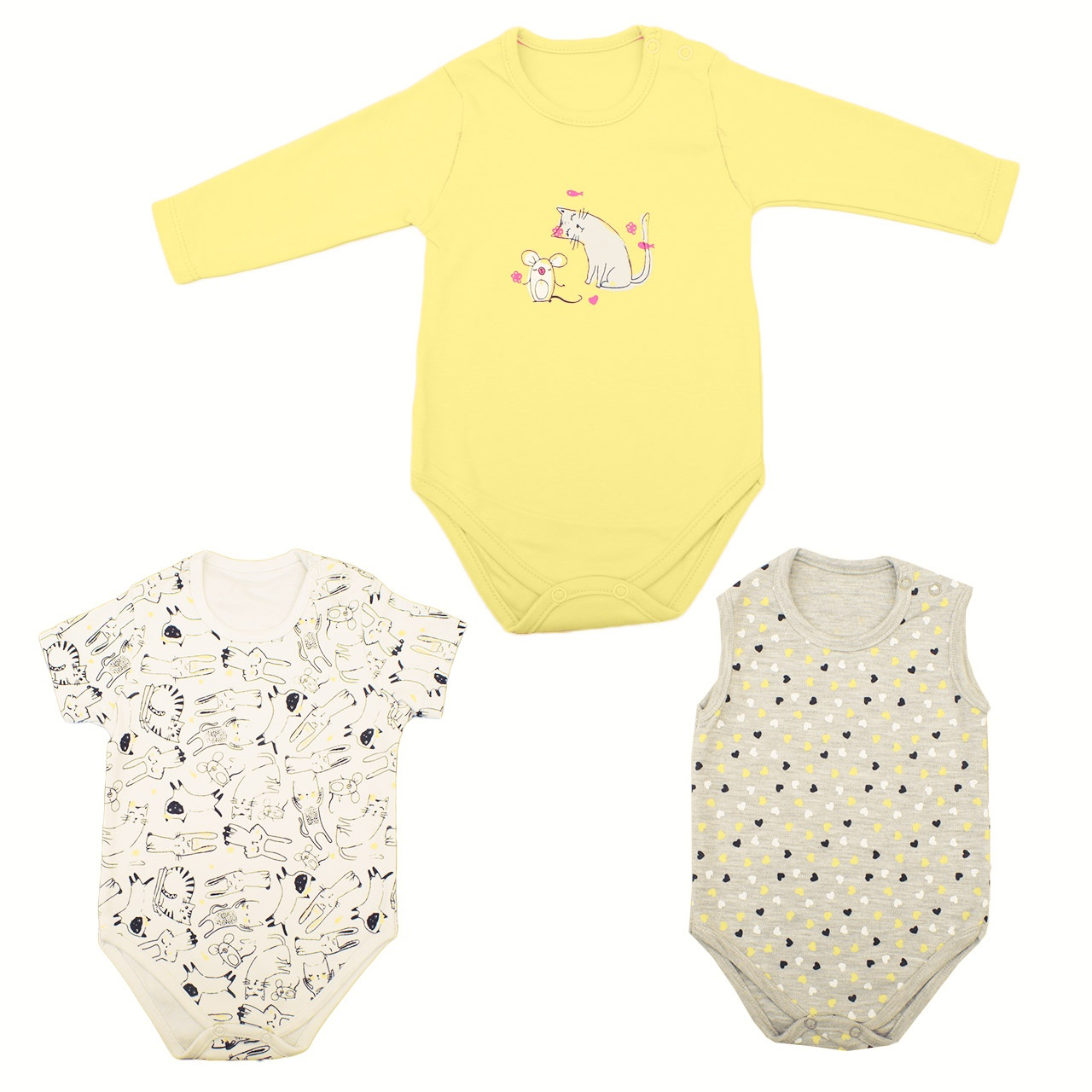 ست زیر دکمه دار نوزادی مدل 116 مجموعه 3 عددی