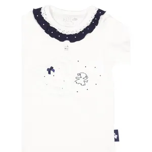 زیر دکمه دار آستین کوتاه نوزادی نیلی مدل sweet heart