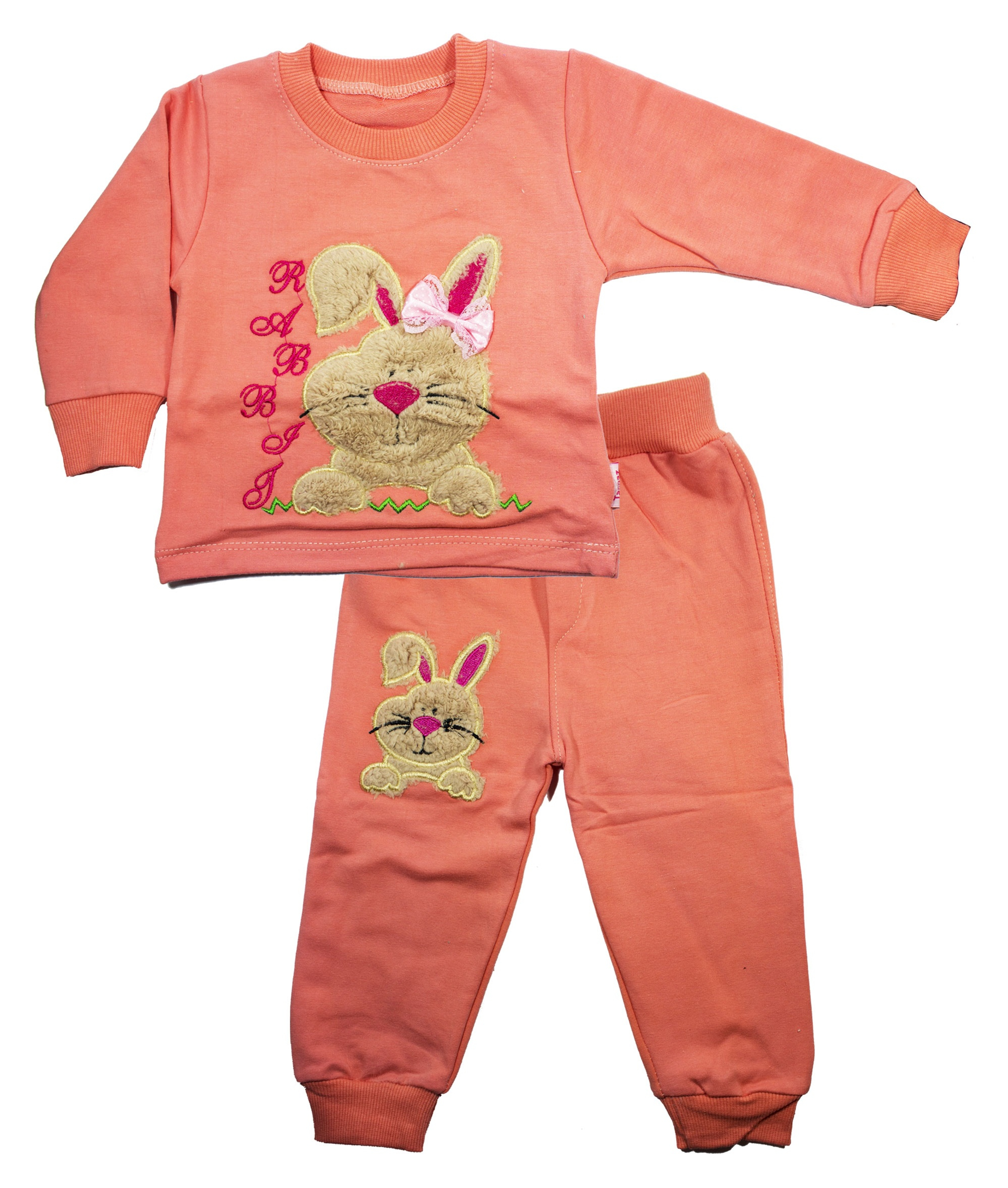 ست سویشرت و شلوار بچگانه طرح خرگوش ناقلا رنگ نارنجی