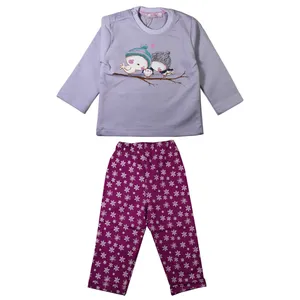 ست بلوز و شلوار نوزادی روح مدل PurpleBirds کد 01