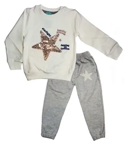 ست سویشرت و شلوار بچگانه طرح  ستاره درخشان رنگ شیری