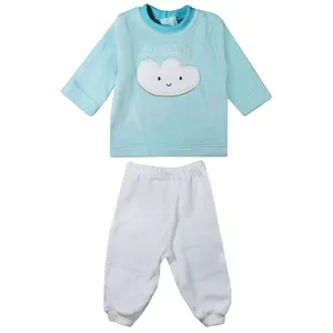 ست بلوز و شلوار نوزادی روح مدل BlueCloud کد 01