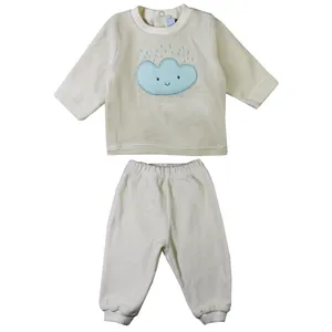 ست بلوز و شلوار نوزادی روح مدل CreamyCloud کد 02