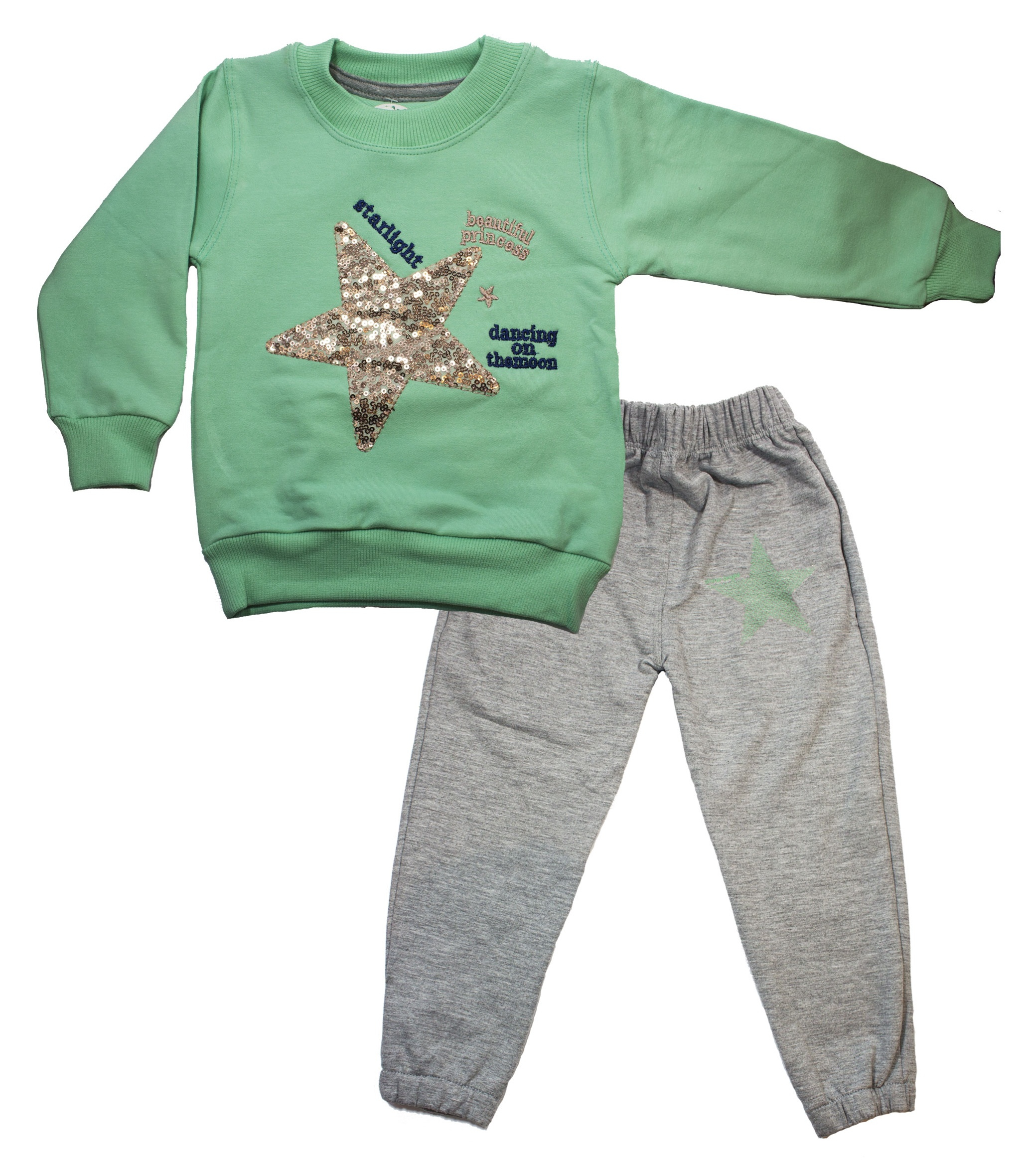 ست سویشرت و شلوار بچگانه طرح  ستاره درخشان رنگ سبز