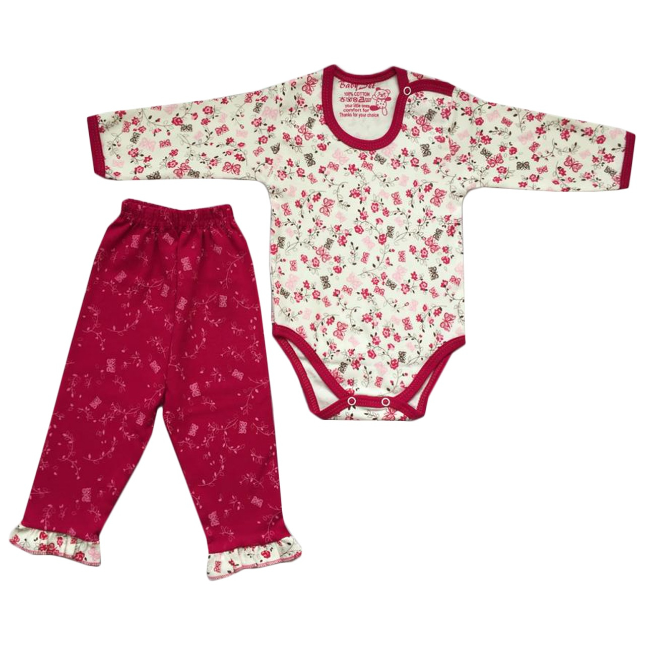 ست 2 تکه لباس نوزادی بیبی ست طرح مینا