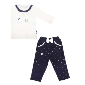 ست 2 تکه لباس نوزادی نیلی مدل sweet heart