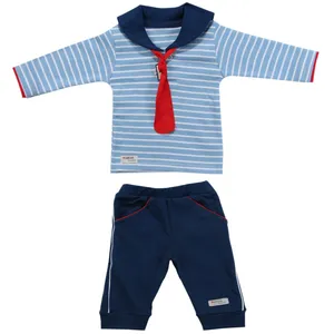 ست 2 تکه لباس پسرانه برگ سبز طرح ملوان