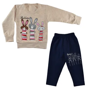 ست سویشرت و شلوار دخترانه نیروان طرح خرگوش ها کد 3