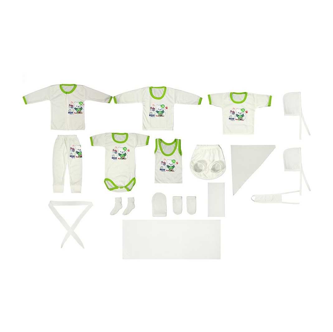 Minel 20-pieces new born cloth set, code s, in green