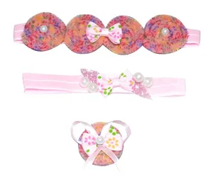 ست هد بند و گل سر نوزادی مدل 41 مجموعه 3 عددی