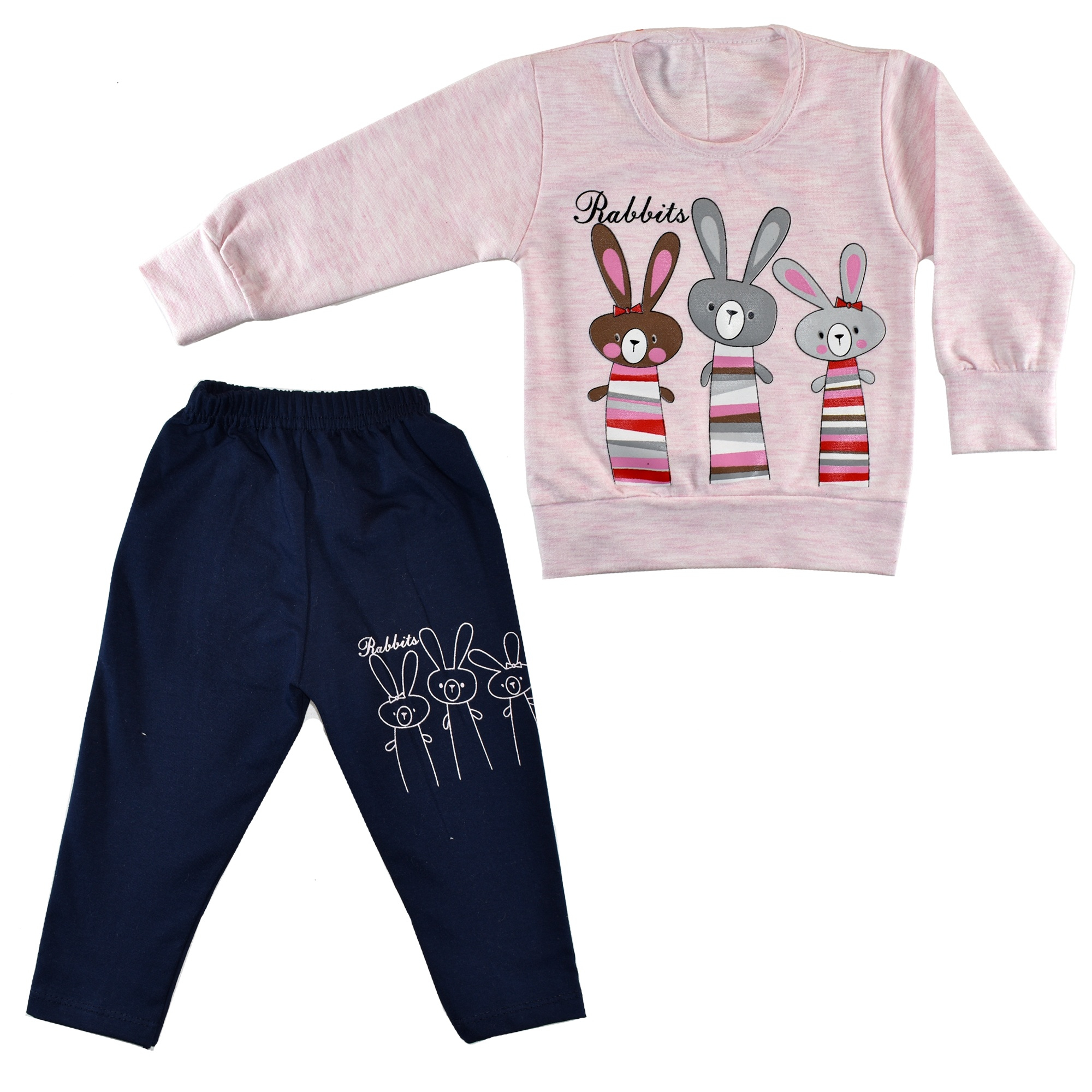 ست سویشرت و شلوار دخترانه نیروان طرح خرگوش ها کد 1