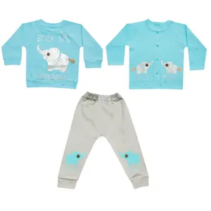 ست 3 تکه لباس نوزادی پسرانه طرح فیل کوچولو کد 33