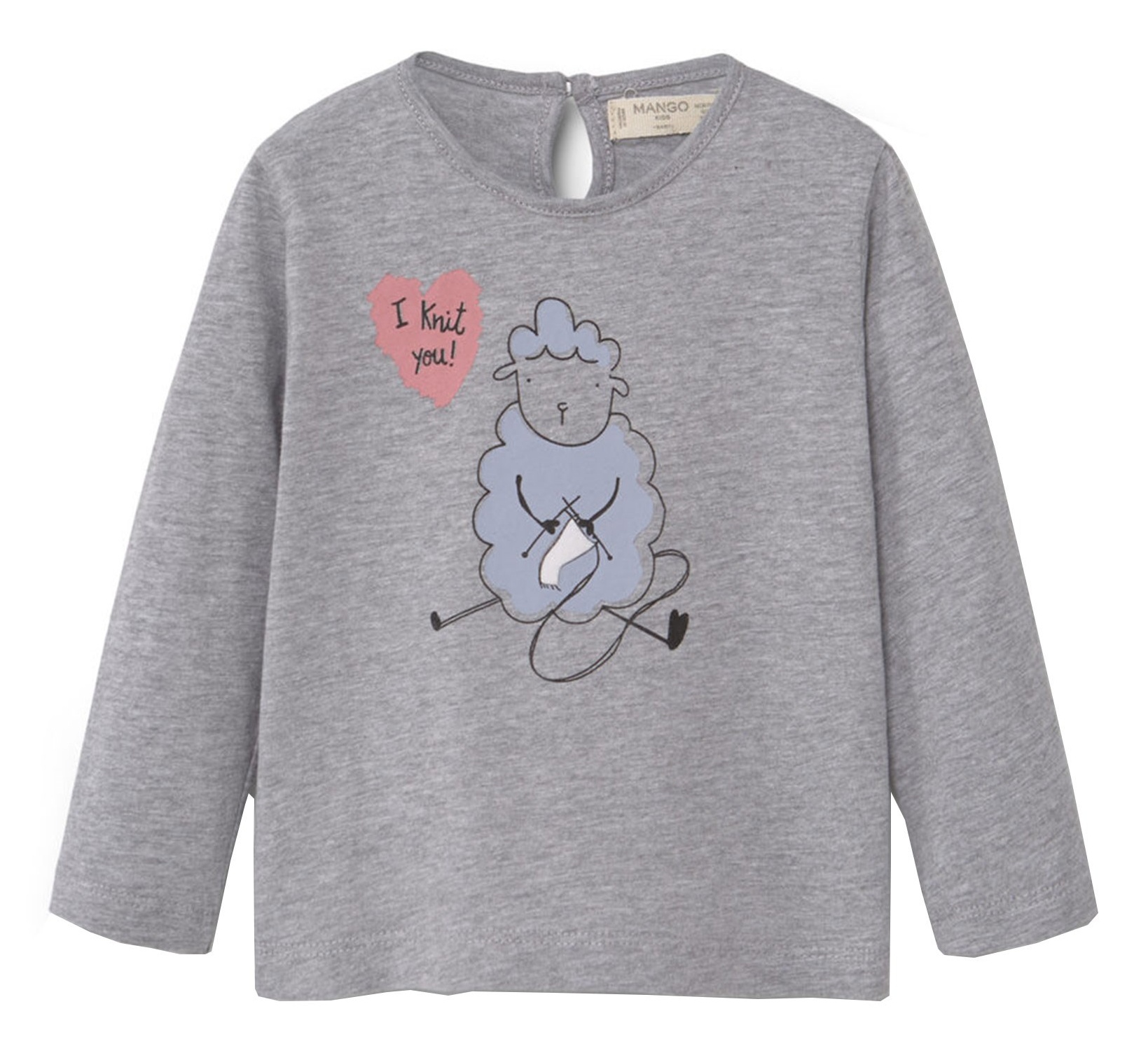 تی شرت نخی نوزادی دخترانه - مانگو - طوسي - 1