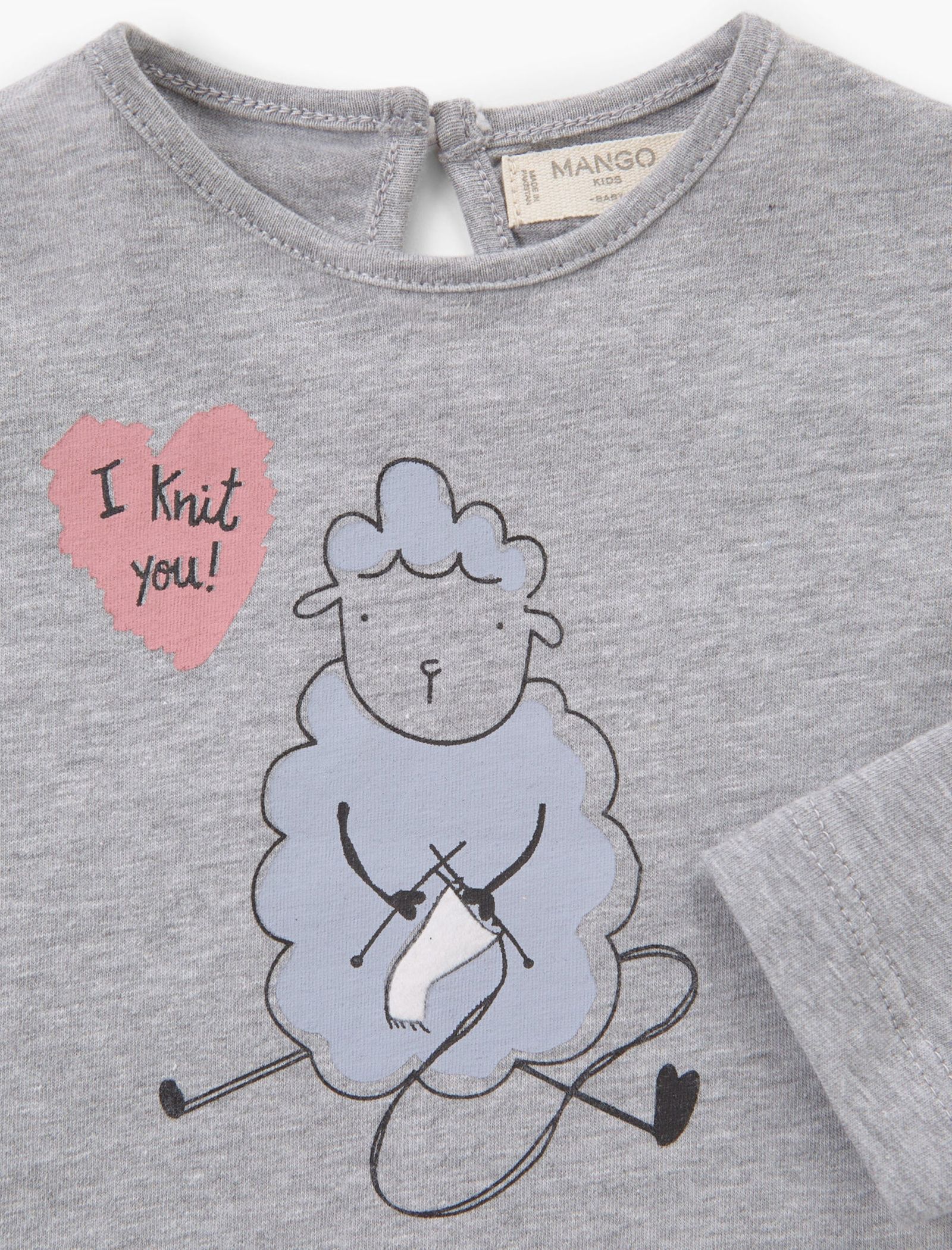 تی شرت نخی نوزادی دخترانه - مانگو - طوسي - 4