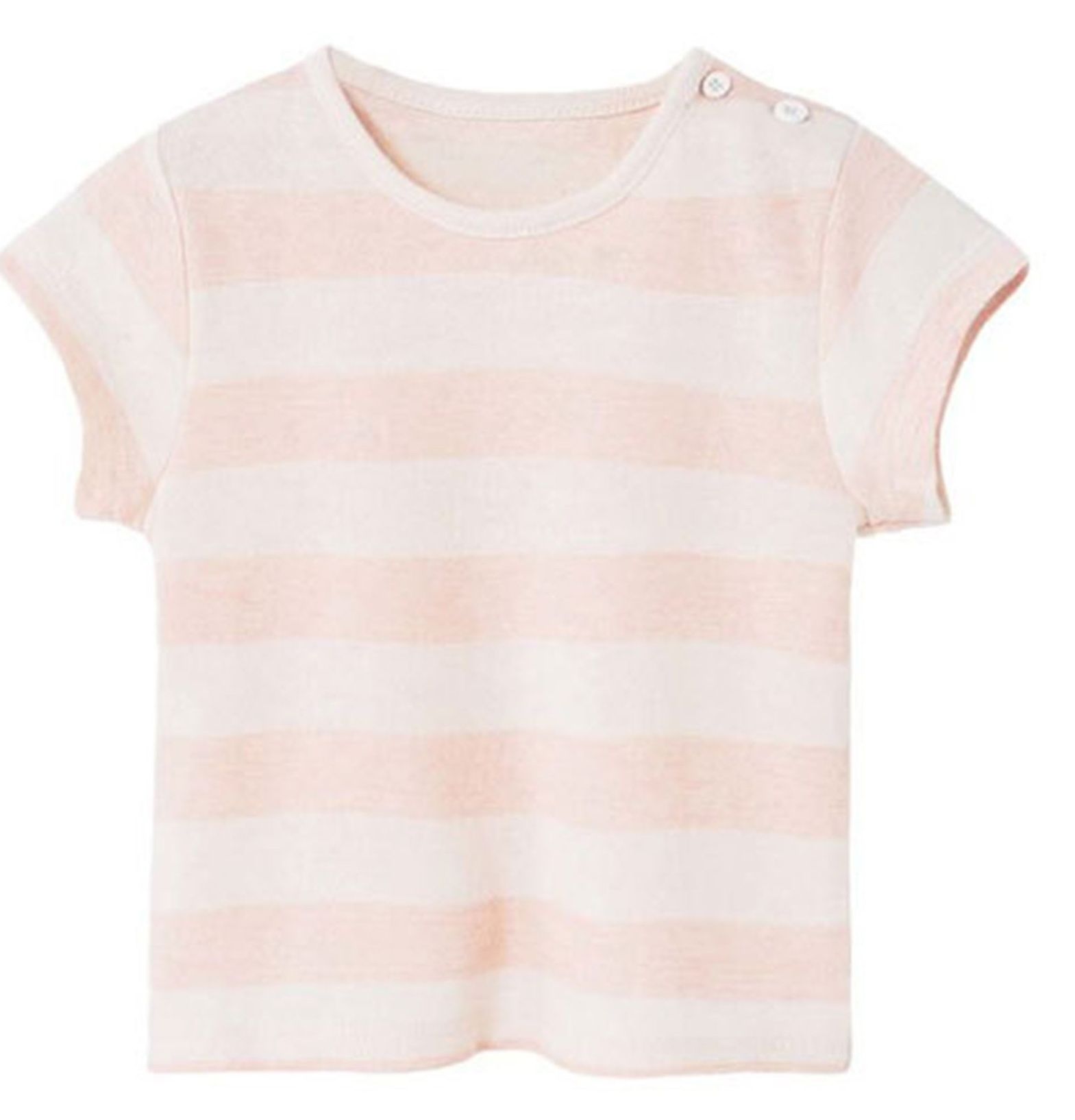 تی شرت نخی نوزادی دخترانه - مانگو - صورتي پاستلي - 1