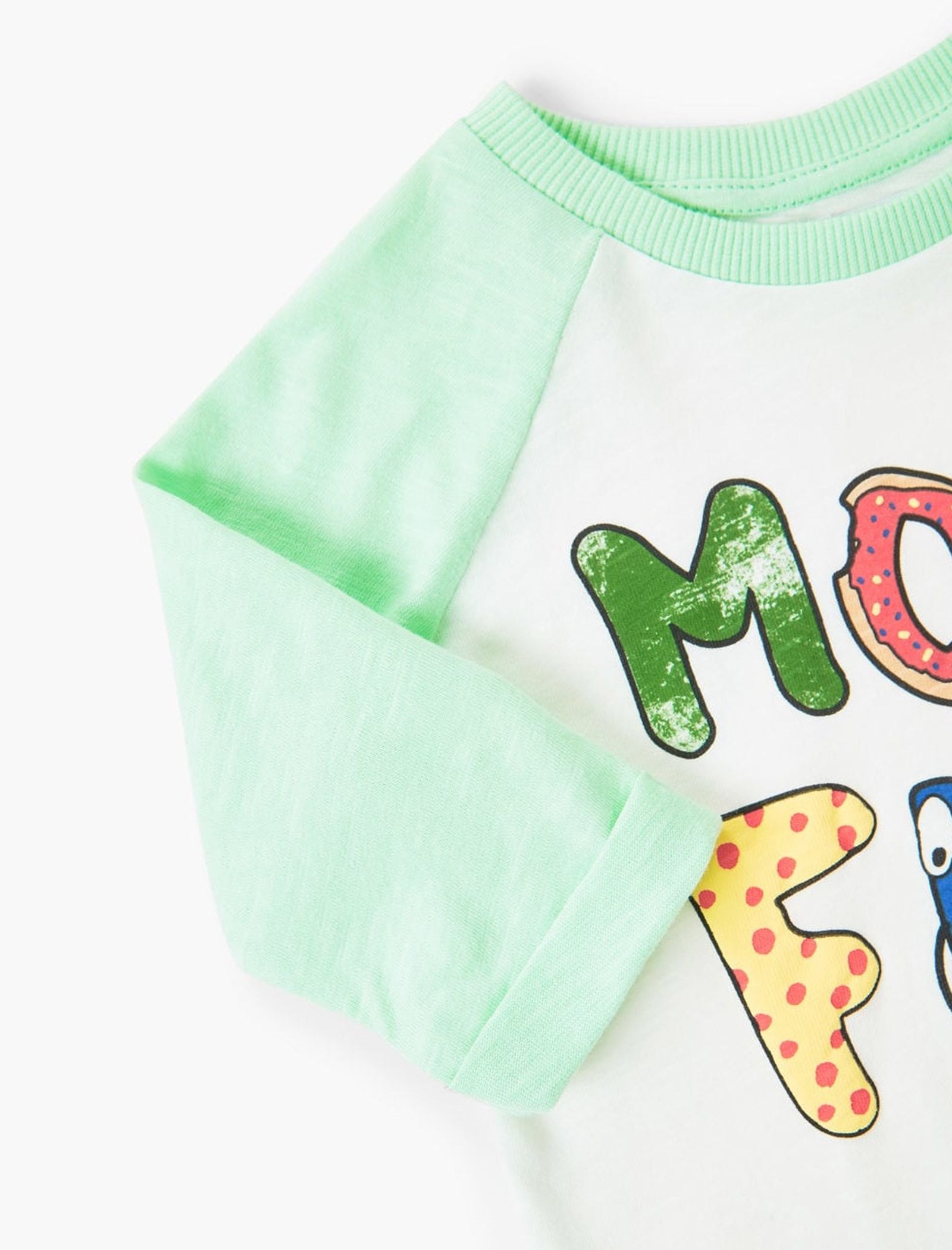 تی شرت نخی نوزادی پسرانه - مانگو - سفيد و سبز - 4