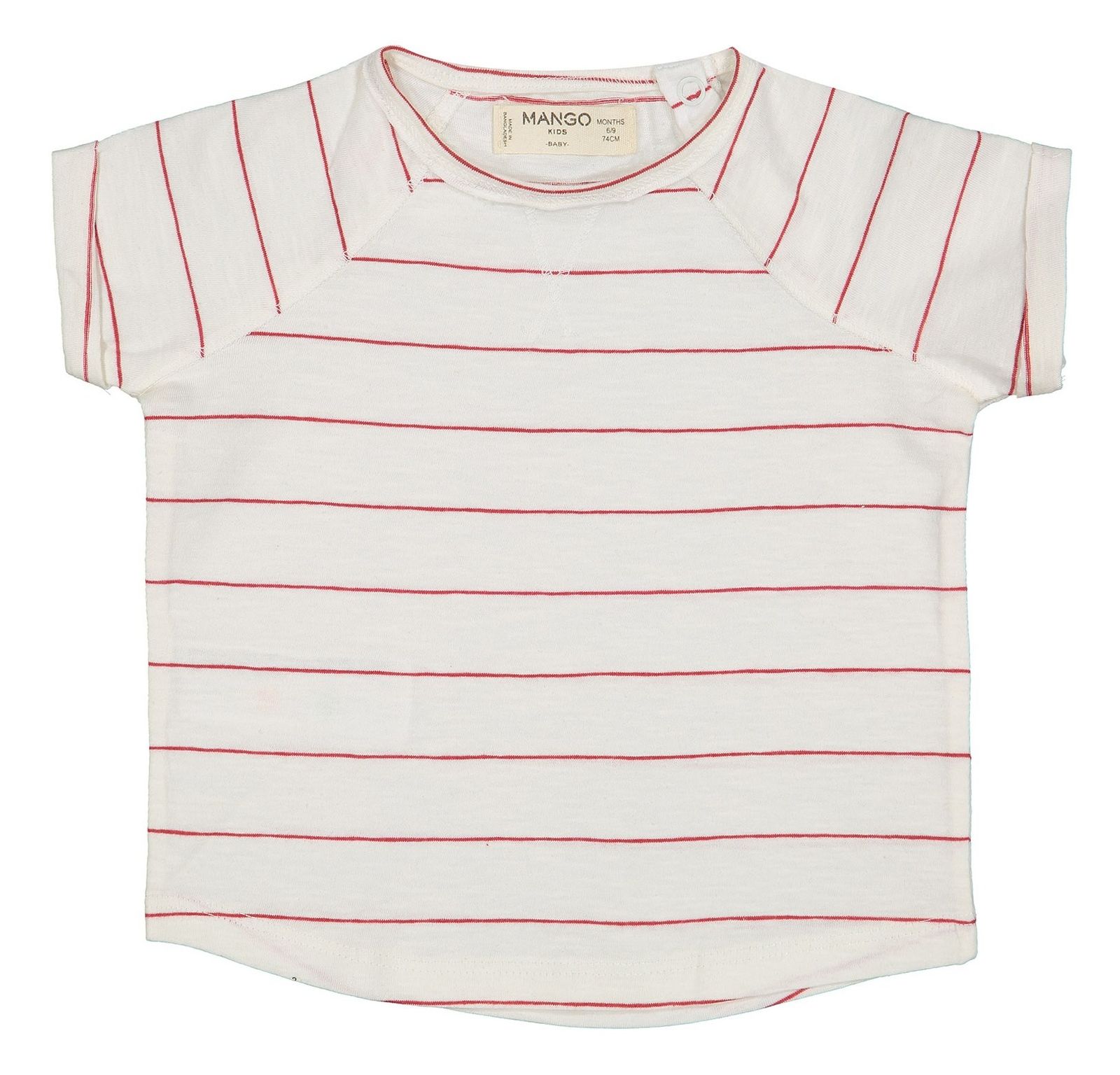 تی شرت نخی طرح دار نوزادی پسرانه - مانگو - سفيد و قرمز - 1