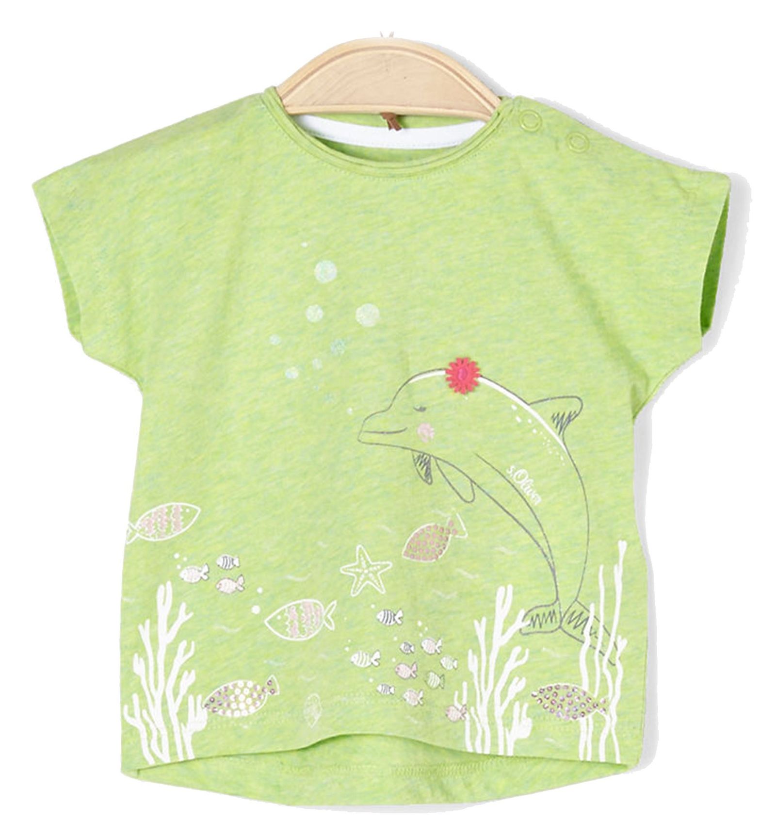 تی شرت نخی یقه گرد نوزادی دخترانه - اس.اولیور - سبز روشن - 1