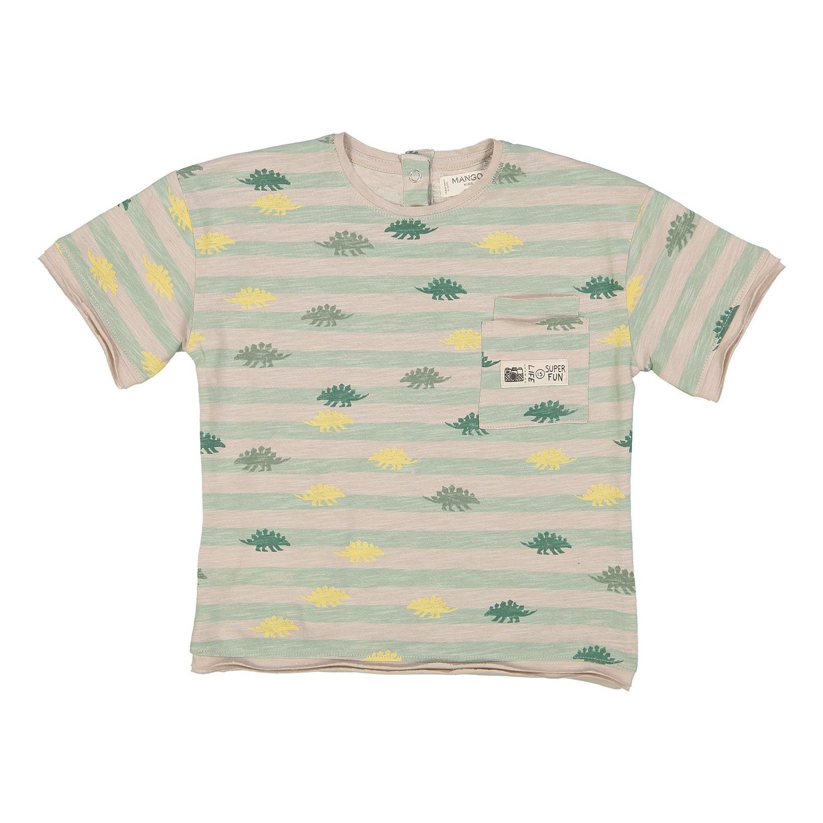 تی شرت نخی طرح دار نوزادی پسرانه - مانگو - خاکي - 1