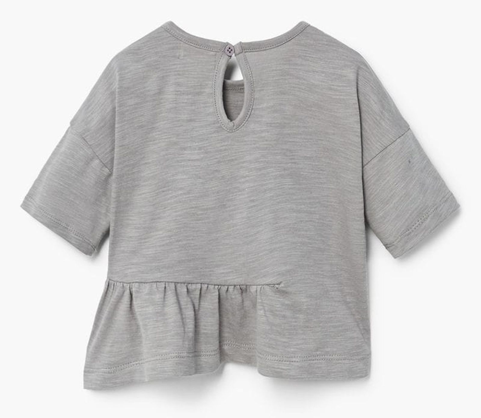 تی شرت نخی طرح دار نوزادی دخترانه - مانگو - طوسي - 3