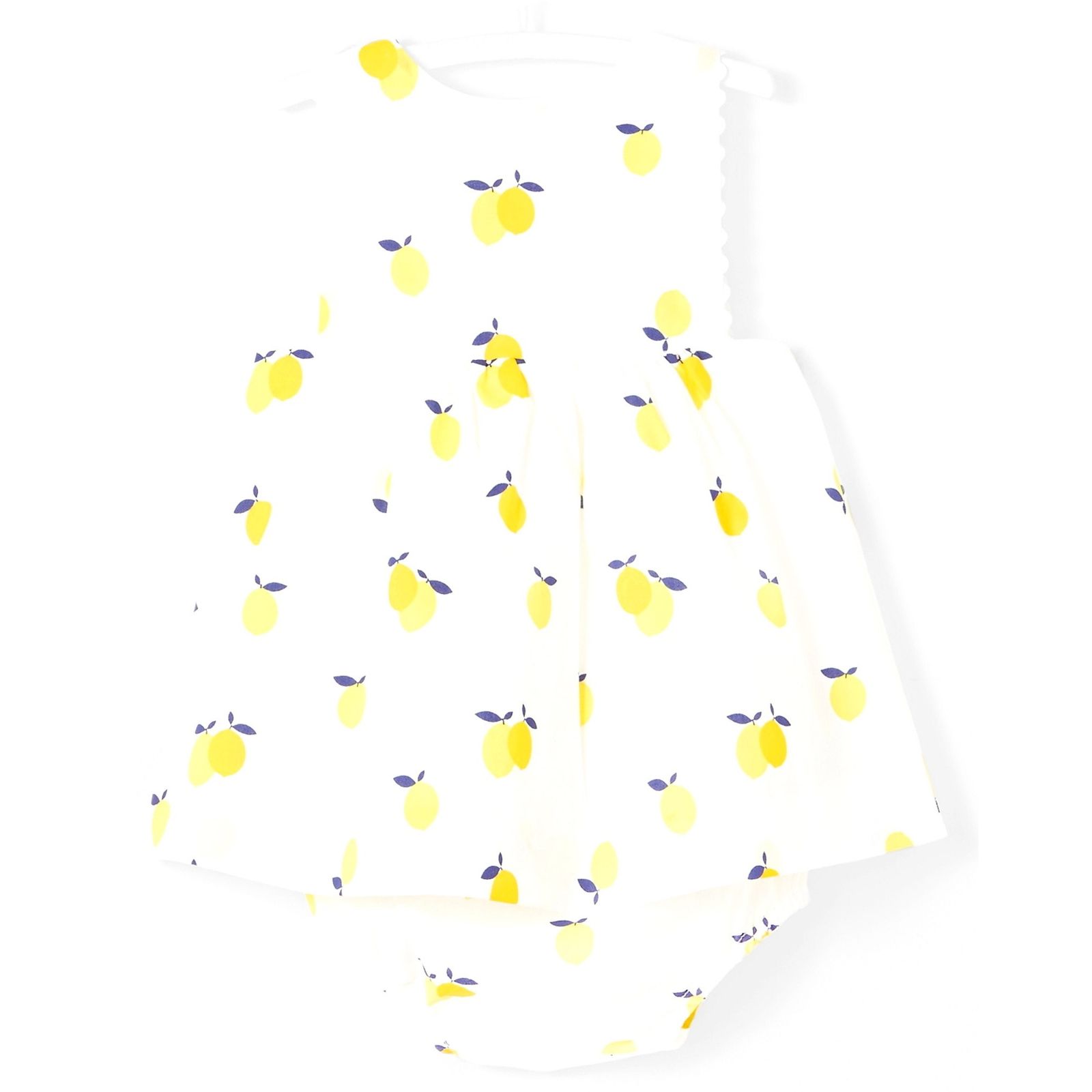پیراهن نخی آستین حلقه ای نوزادی دخترانه Lizetta - جاکادی - سفيد و زرد - 1