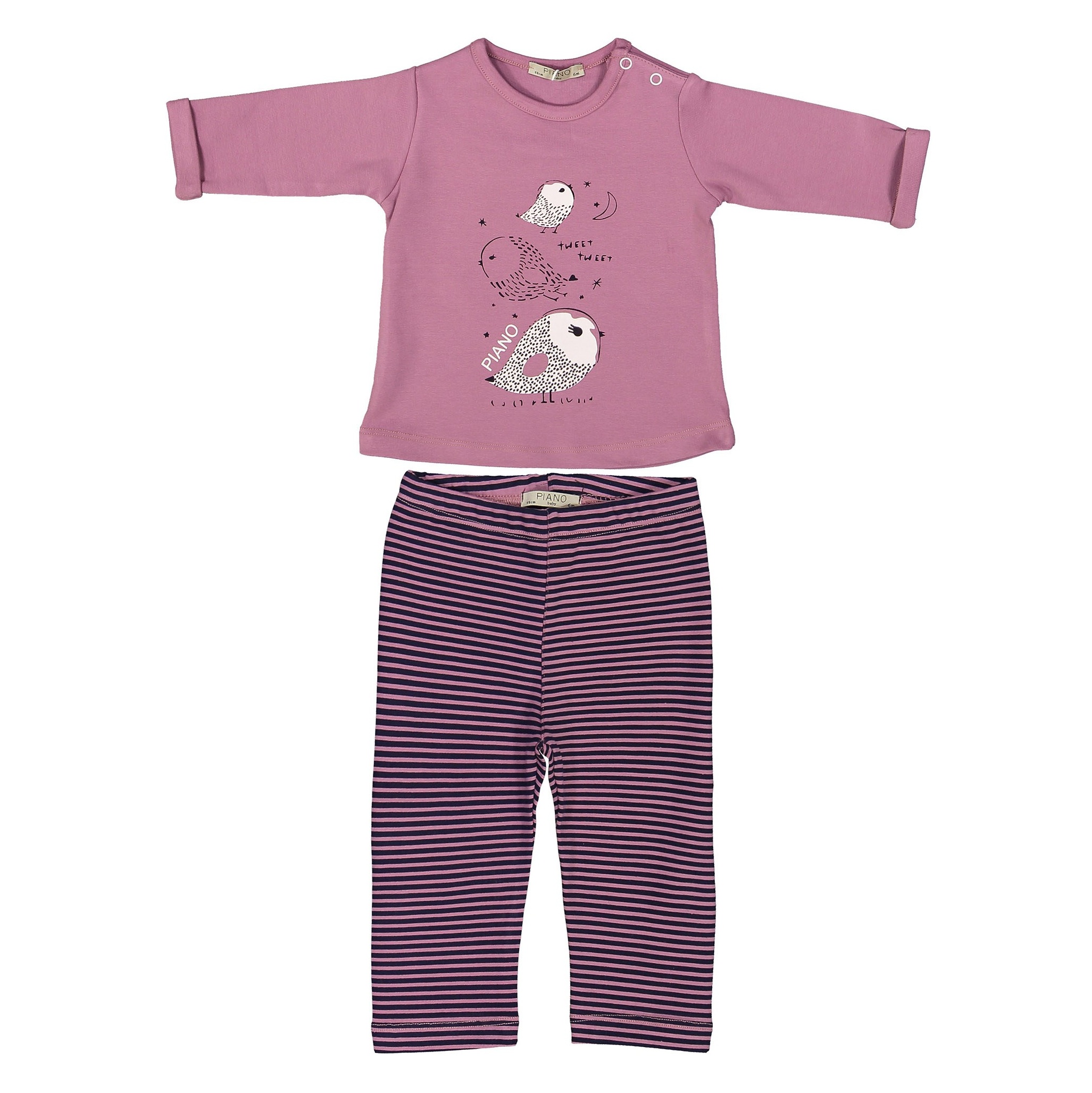 تی شرت و شلوار نوزادی دخترانه - پیانو - کالباسي و مشکي - 1