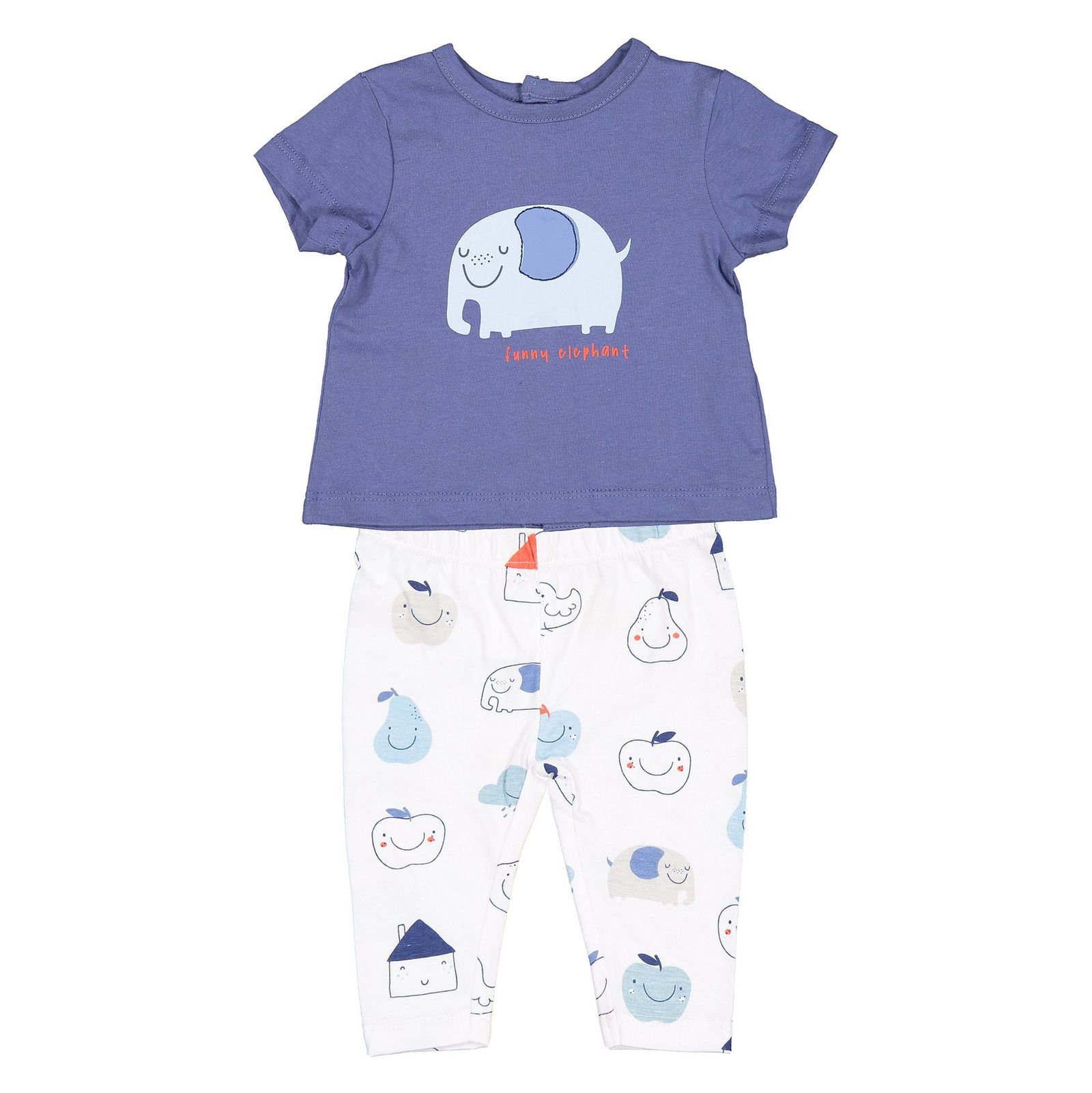 تی شرت و شلوار نخی نوزادی - بلوکیدز - سرمه اي و سفيد - 1