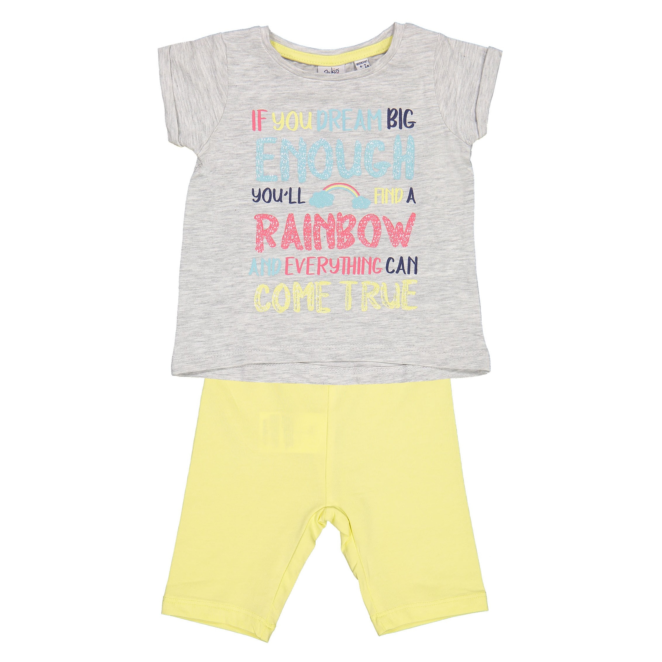 تی شرت و شلوار نخی نوزادی دخترانه - بلوکیدز - زرد/طوسي - 1