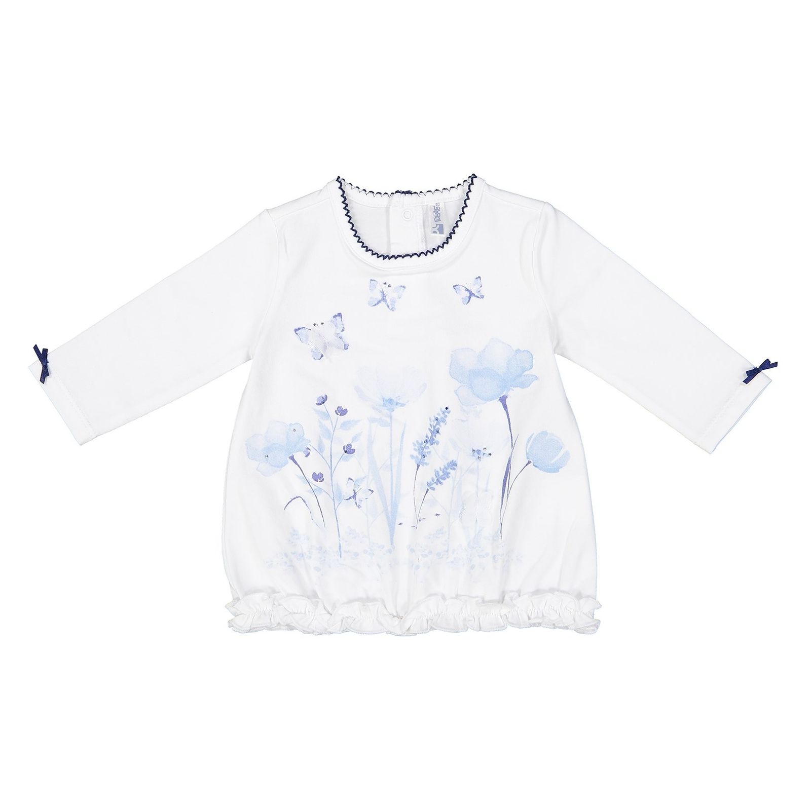 تی شرت و شلوار نخی نوزادی دخترانه - ایدکس - سفيد/سرمه اي - 3