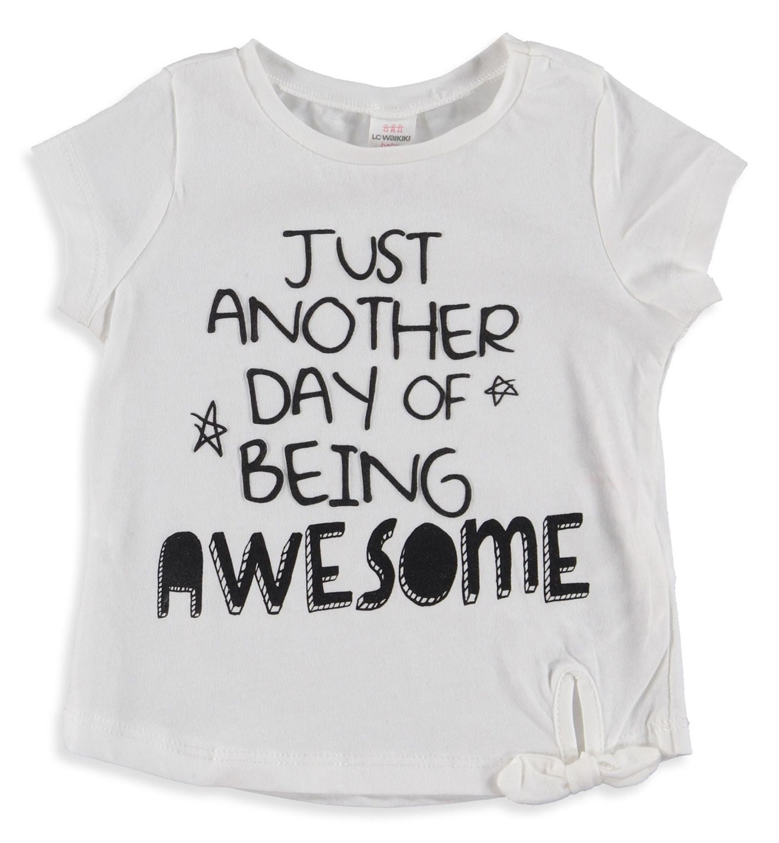 تی شرت نخی یقه گرد نوزادی دخترانه - ال سی وایکیکی - سفيد - 1
