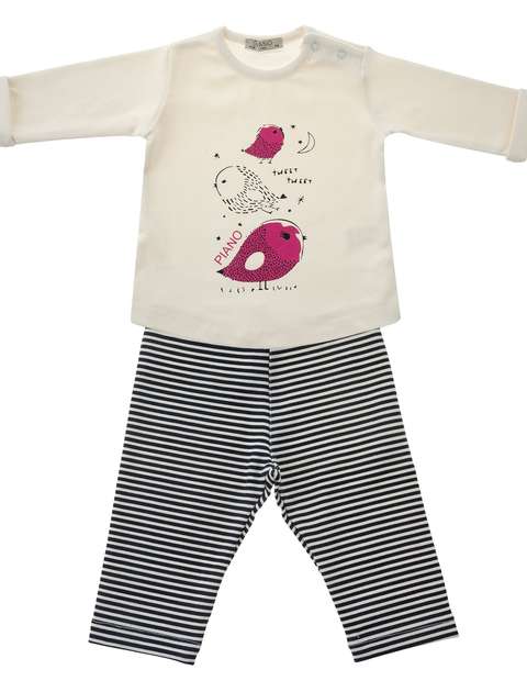تی شرت و شلوار نخی نوزادی دخترانه - پیانو