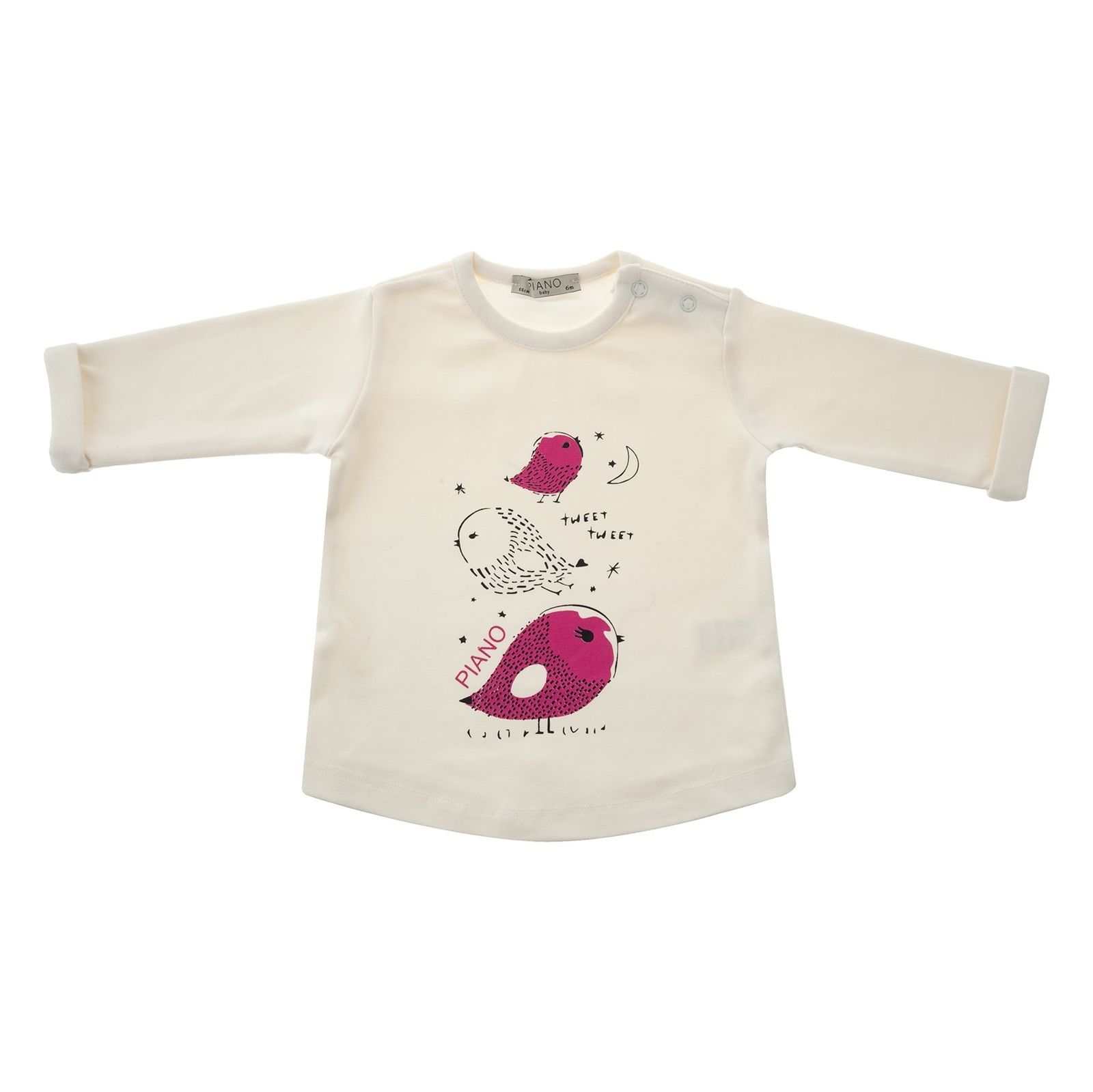 تی شرت و شلوار نخی نوزادی دخترانه - پیانو - سفيد - 3