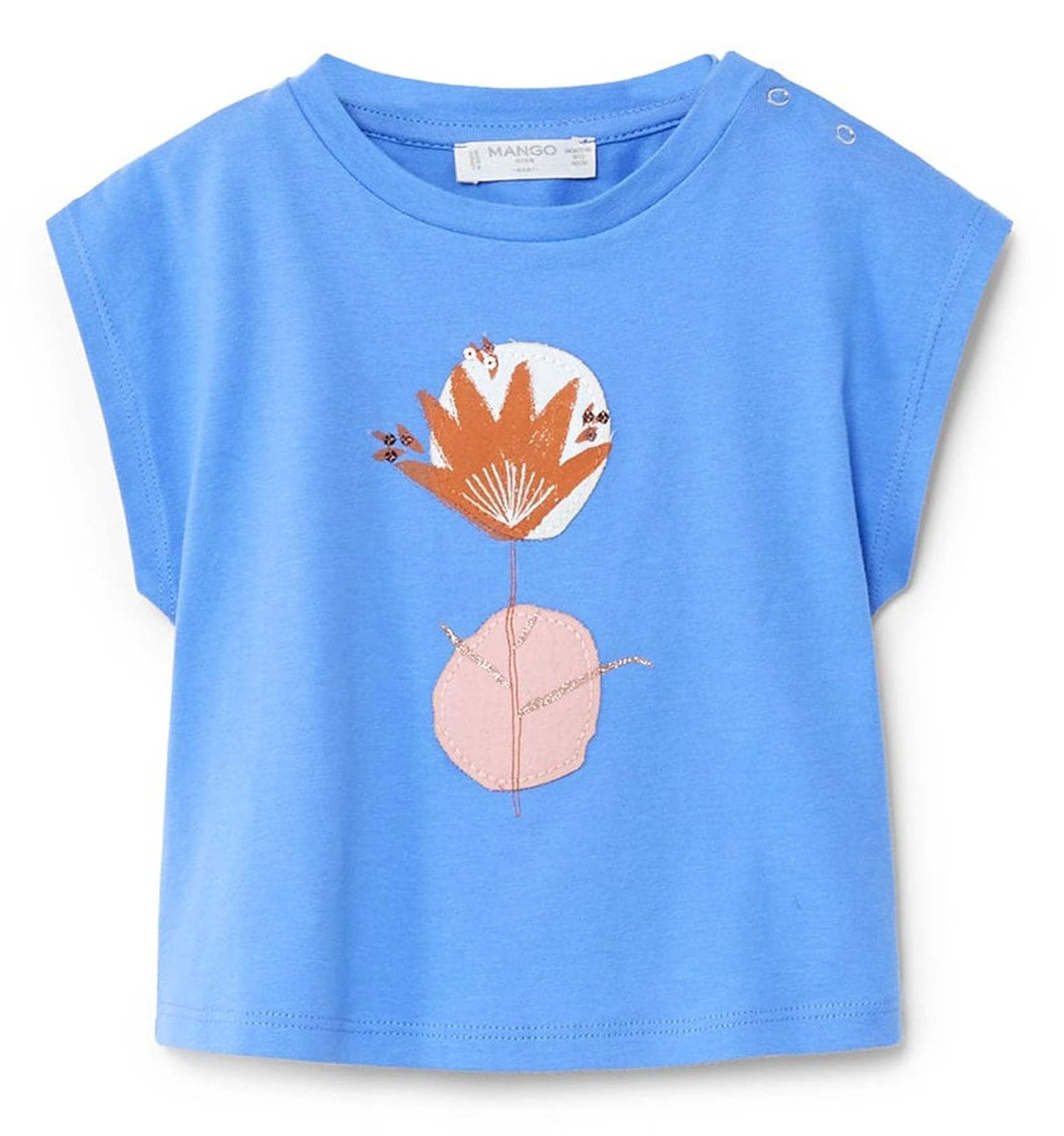 تی شرت نخی یقه گرد نوزادی دخترانه - مانگو - آبي - 2